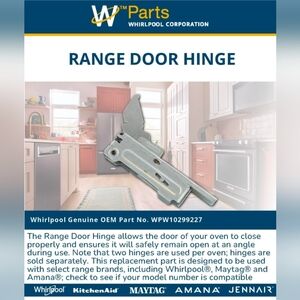 Whirlpool WPW10299227 Oven Range Door Hinge Genuine Appliance Repair Part New